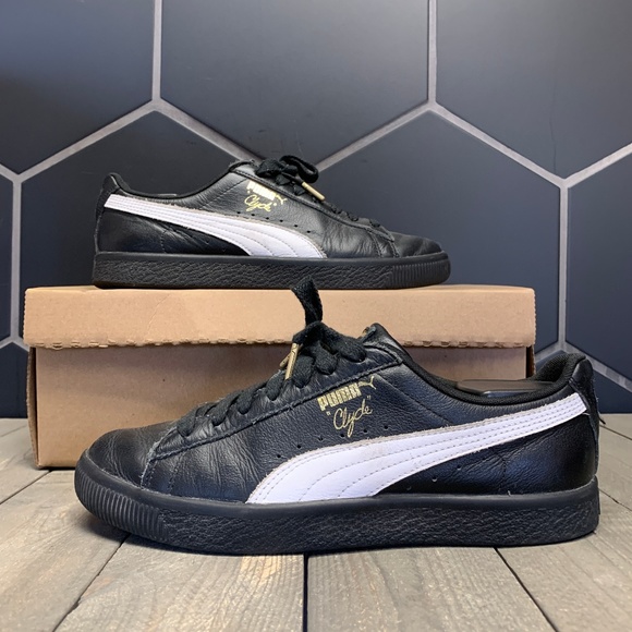 Puma Other - Puma Clyde Leather Foail Black White Size 8